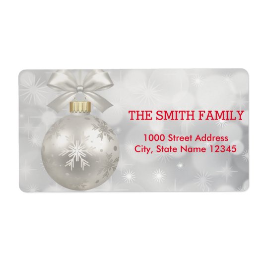 ヴィンテージホワイトスノーグリッタークリスマスツリーホリデー ラベル (正面)