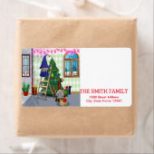 ヴィンテージホワイトスノーグリッタークリスマスホリデー ラベル (インサイチュ)