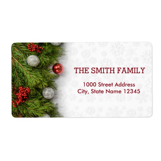 ヴィンテージホワイトスノーグリッタークリスマスボールホリデー ラベル (正面)