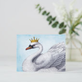 ヴィンテージホワイトスワンイン金ゴールドクラウン ポストカード (スタンド正面)