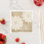 ヴィンテージホワイトダリアフローラ結婚ズ スタンダードカクテルナプキン (インサイチュ)