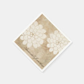 ヴィンテージホワイトダリアフローラ結婚ズ スタンダードカクテルナプキン (角)