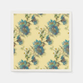 ヴィンテージホワイトデイジーとブルーコーンフラワークラフター スタンダードカクテルナプキン (正面)