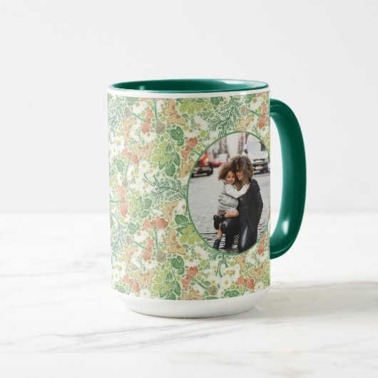 ヴィンテージホワイトデイジーイエロー蝶インガーデン マグカップ (正面右)