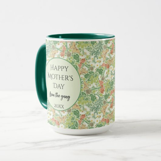 ヴィンテージホワイトデイジーイエロー蝶インガーデン マグカップ (正面左)