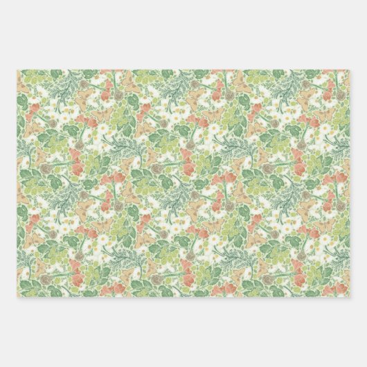 ヴィンテージホワイトデイジーイエロー蝶インガーデン ラッピングペーパーシート (正面3)