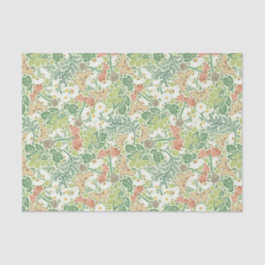 ヴィンテージホワイトデイジーイエロー蝶インガーデン 薄葉紙 (正面)