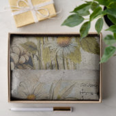 ヴィンテージホワイトデイジーデコページティッシュペーパー 薄葉紙 (ギフト)