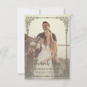 ヴィンテージホワイトデイジーフローラロマン結婚ティック サンキューカード (正面)