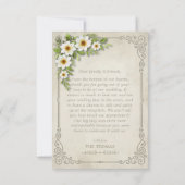 ヴィンテージホワイトデイジーフローラロマン結婚ティック サンキューカード (裏面)