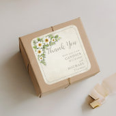 ヴィンテージホワイトデイジーフローラロマン結婚ティック スクエアシール