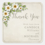 ヴィンテージホワイトデイジーフローラロマン結婚ティック スクエアシール (正面)