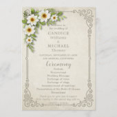 ヴィンテージホワイトデイジーフローラロマン結婚ティック プログラム (正面)