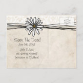 ヴィンテージホワイトデイジー日付の保存 案内ポストカード (裏面)