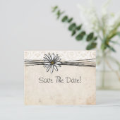 ヴィンテージホワイトデイジー日付の保存 案内ポストカード (スタンド正面)