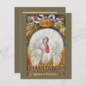 ヴィンテージホワイトトルコと感謝祭の挨拶 シーズンカード (正面/裏面)