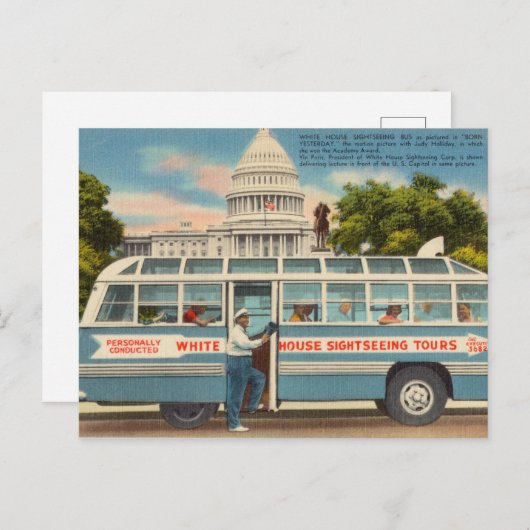 ヴィンテージホワイトハウスツアーワシントンD.C. ポストカード (正面/裏面)