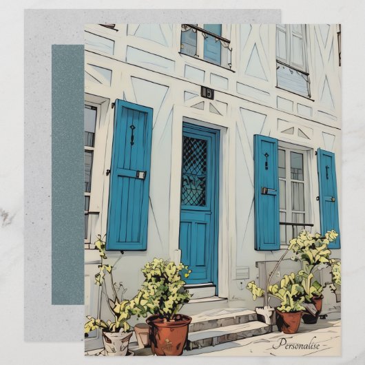 ヴィンテージホワイトハウスプラントブルーグレースクラップブック (正面/裏面)