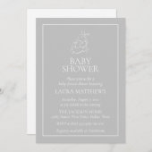 ヴィンテージホワイトバニーベビーシャワー 招待状 (正面/裏面)