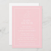 ヴィンテージホワイトバニーベビーシャワー 招待状 (正面/裏面)