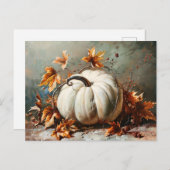 ヴィンテージホワイトパンプキ絵を描ン ポストカード (正面/裏面)