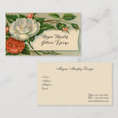 ヴィンテージホワイトピンクローズエレガントカントリフランスのー 名刺 (正面/裏面)