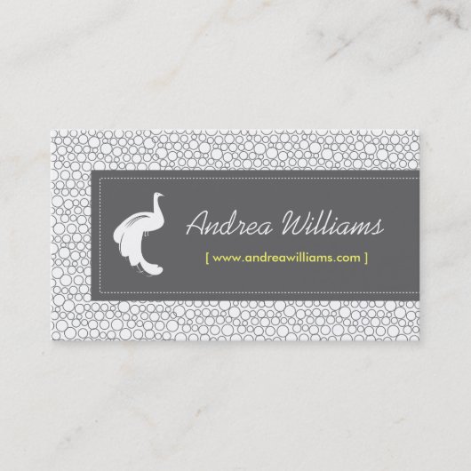 ヴィンテージホワイトピーコックロゴ – デザイナー、スタイリスト 名刺 (正面)