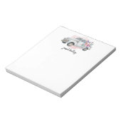 ヴィンテージホワイトファームトラックと花パーソナライズされた、 ノートパッド (回転)