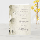 ヴィンテージホワイトフラワーズドーターインロー誕生日 カード (黄色い花)