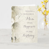 ヴィンテージホワイトフラワーママ誕生日 カード (黄色い花)