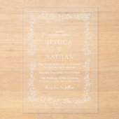 ヴィンテージホワイトフローラエレガントウェディング アクリル招待状 (正面)