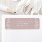 ヴィンテージホワイトフローラ結婚ピンク差出人住所 ラベル (インサイチュ)