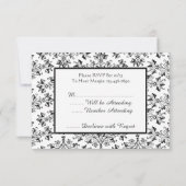 ヴィンテージホワイトブラックダマスク編集可能RSVPカード 招待状 (裏面)