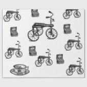 ヴィンテージホワイトブラック自転車ラッピング紙ギフト ラッピングペーパー (フラット)