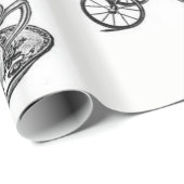 ヴィンテージホワイトブラック自転車ラッピング紙ギフト ラッピングペーパー (ロールコーナー)