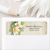 ヴィンテージホワイトプルメリア&アイビーゲ結婚のラベル ラベル (インサイチュ)