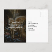 ヴィンテージホワイトペガサスユニコーンフローラファンタジーアート ポストカード (裏面)