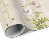 ヴィンテージホワイトポピー結婚フローラ包装紙 ラッピングペーパー (ロールコーナー)
