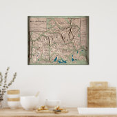 ヴィンテージホワイトマウンテンズフィジカルマップ(1872) ポスター (キッチン)