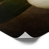 ヴィンテージホワイトマグノリアツリーフラワーブラウンパーチメント ポスター (角)