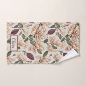 ヴィンテージホワイトマグノリアブロッサムフローラパターン バスタオルセット (ハンドタオル)