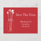 ヴィンテージホワイトメイソンのJarフローラ保存日付 案内ポストカード (正面)