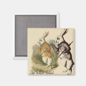 ヴィンテージホワイトラビットイラストレーション マグネット (正面/裏面)