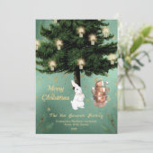 ヴィンテージホワイトラビットティーパーティークリスマスフラット シーズンカード (スタンド正面)