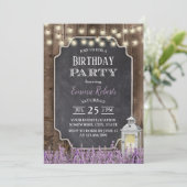 ヴィンテージホワイトランタンラベンダーフローラ誕生日 招待状 (スタンド正面)