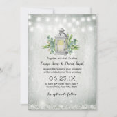 ヴィンテージホワイトランタン素朴ストリングラ結婚イト 招待状 (正面)