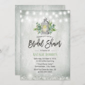 ヴィンテージホワイトランタン素朴フローラブライダルシャワー 招待状 (正面/裏面)