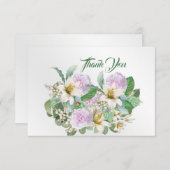 ヴィンテージホワイトリリーピンクローズブーケ サンキューカード (正面/裏面)