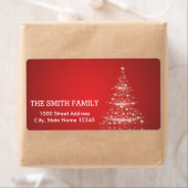 ヴィンテージホワイトレッドグリッタークリスマスツリーホリデイ ラベル (インサイチュ)