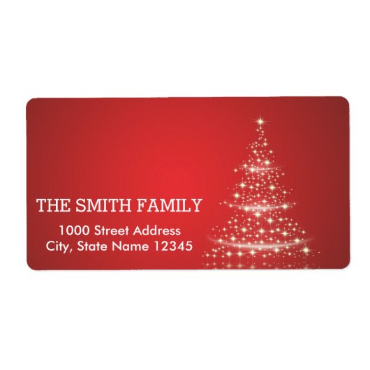 ヴィンテージホワイトレッドグリッタークリスマスツリーホリデイ ラベル (正面)